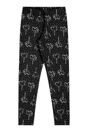 Calça Legging Infantil Menina Com Estampa Elian Preto