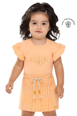 Conjunto Bebê Menina Coração Bordado Colorittá Laranja