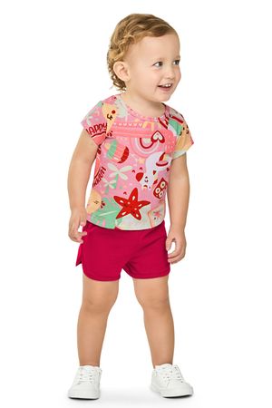 Conjunto Bebê Menina Summer Elian Rosa