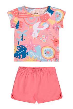 Conjunto Bebê Menina Summer Elian Coral