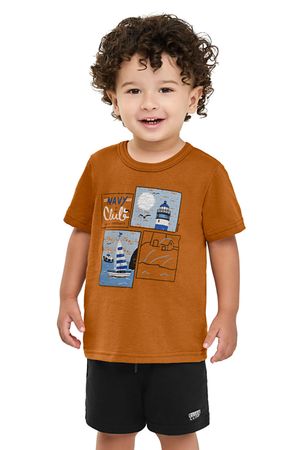 Conjunto Infantil Menino Desenho Navy Elian Marrom