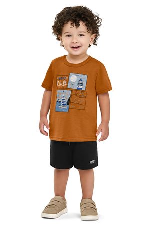 Conjunto Infantil Menino Desenho Navy Elian Marrom