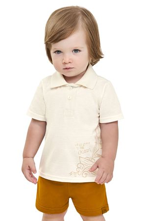 Conjunto Bebê Menino Camisa Texturizada Elian Bege