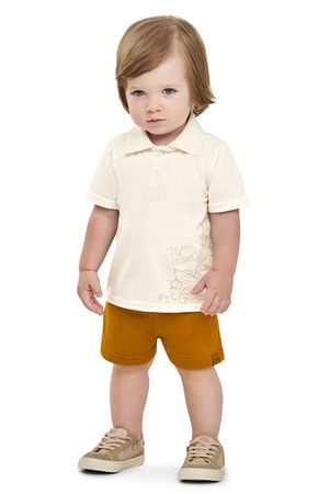 Conjunto Bebê Menino Camisa Texturizada Elian Bege