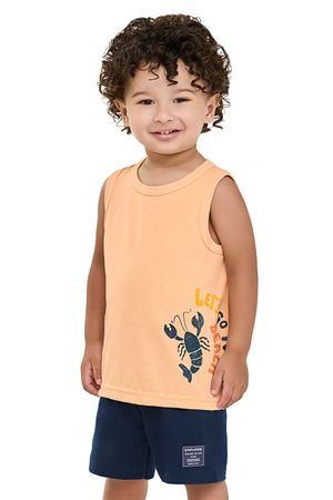 Conjunto Infantil Menino Lagosta Texturizado Elian Laranja