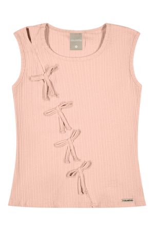Regata Infantil Menina Canelada Laços Colorittá Rosa
