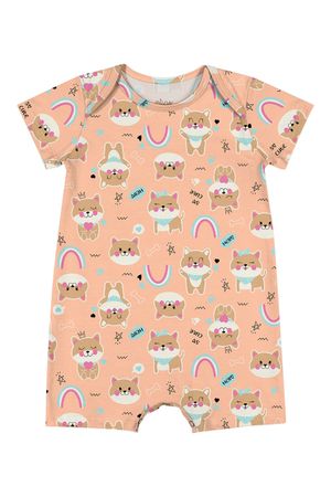 Macacão Bebê Unissex Estampado Elian Laranja