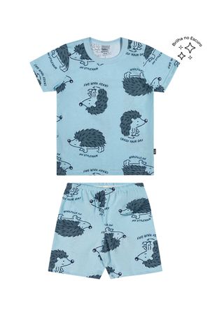 Pijama Curto Menino Infantil Ouriços Elian Azul