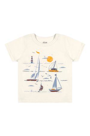 Camiseta Bebê Menino Barquinhos Elian Bege
