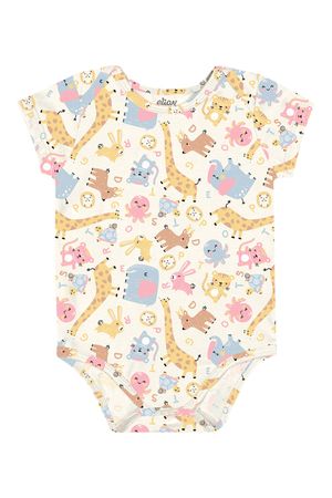 Body Bebê Menina Estampa Delicada Elian Bege