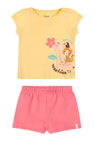 Conjunto Bebê Menina Com Estampa Elian Amarelo