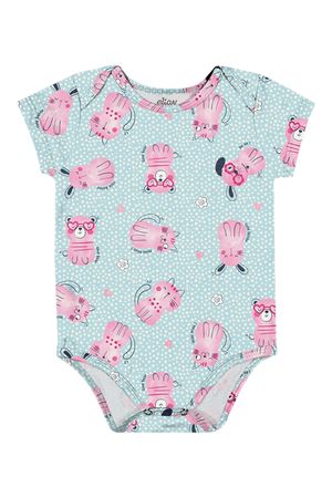 Body Bebê Menina Estampa Delicada Elian Azul