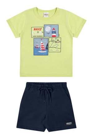 Conjunto Infantil Menino Desenho Navy Elian Verde