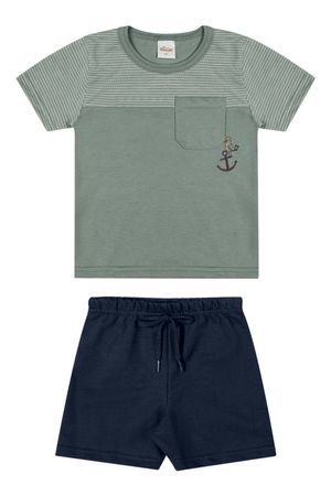 Conjunto Infantil Menino Navy Com Bolso Elian Verde