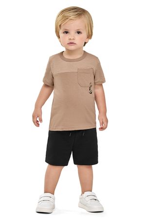 Conjunto Infantil Menino Navy Com Bolso Elian Marrom