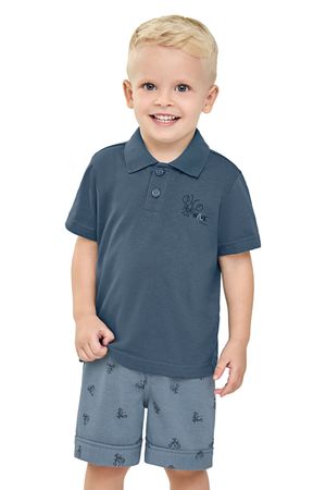 Conjunto Infantil Menino Polo Lagosta Elian Azul