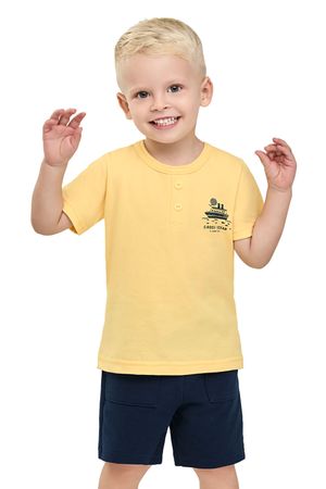 Conjunto Infantil Menino Botões Decorativos Elian Amarelo