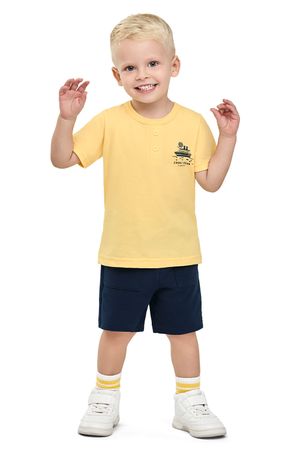 Conjunto Infantil Menino Botões Decorativos Elian Amarelo
