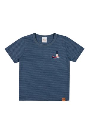 Camiseta Infantil Menino Navy Listrada Elian Azul