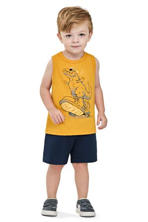 Conjunto Infantil Menino Regata Dino Elian Amarelo