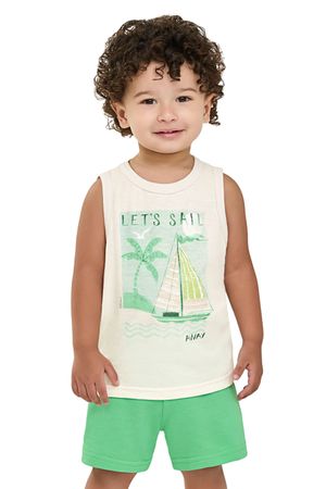 Conjunto Curto Infantil Menino Veleiro Elian Branco