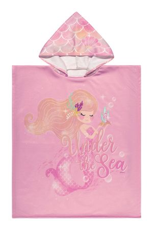Toalha de Praia Infantil Menina Com Capuz Elian Rosa U