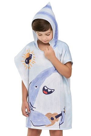 Toalha de Praia Infantil Menino Com Capuz Elian Azul U