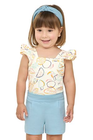 Conjunto Infantil Menina Desenho Tropical Elian Bege