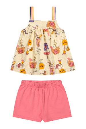 Conjunto Infantil Menina Cotton Leve Elian Amarelo