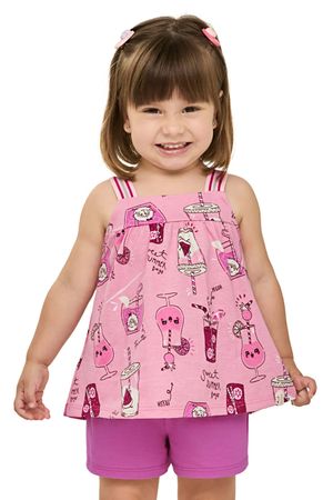 Conjunto Infantil Menina Cotton Leve Elian Rosa