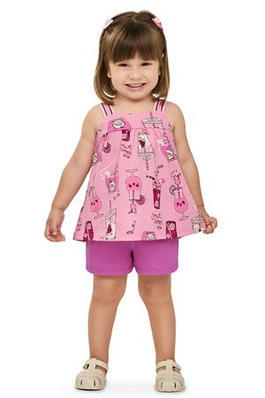 Conjunto Infantil Menina Cotton Leve Elian Rosa