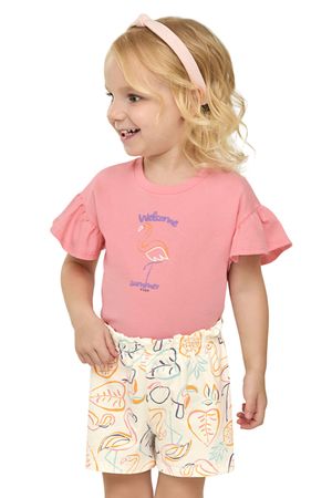 Conjunto Infantil Menina Flamingo Elian Rosa