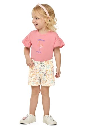 Conjunto Infantil Menina Flamingo Elian Rosa
