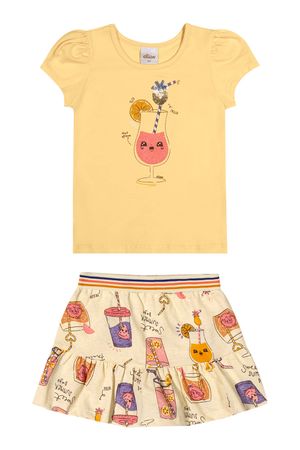 Conjunto Infantil Menina Com Lantejoula Elian Amarelo