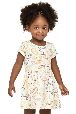 Vestido Infantil Menina Desenho Tropical Elian Bege