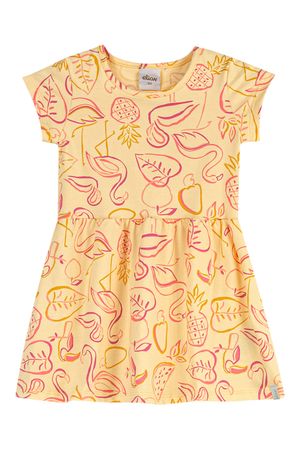 Vestido Infantil Menina Desenho Tropical Elian Amarelo