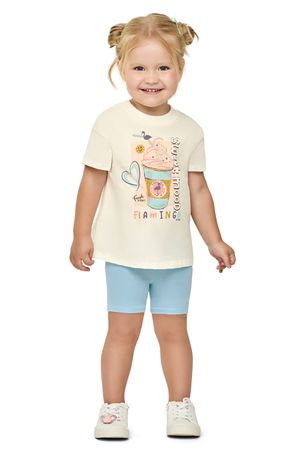 Conjunto Infantil Menina Com Ciclista Elian Bege