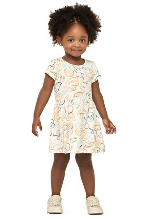 Vestido Infantil Menina Desenho Tropical Elian Bege