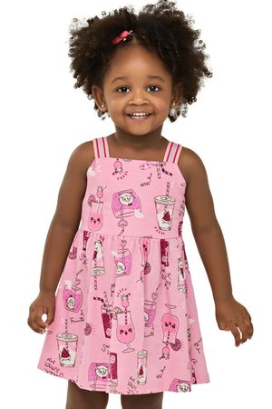 Vestido Infantil Menina Estampa Fresh Elian Rosa