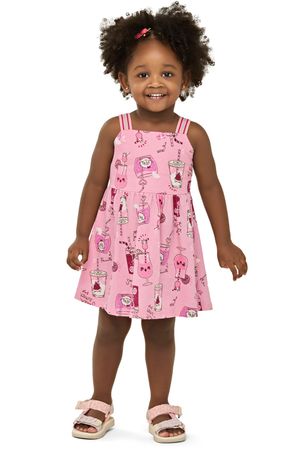 Vestido Infantil Menina Estampa Fresh Elian Rosa