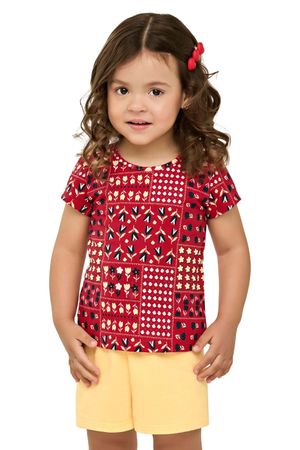 Conjunto Infantil Menina Mix Floral Elian Vermelho