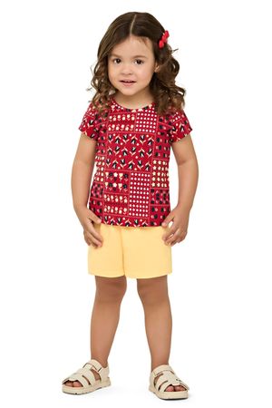 Conjunto Infantil Menina Mix Floral Elian Vermelho