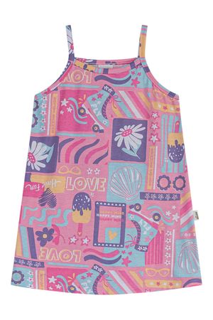 Vestido Infantil Menina Estampa Verão Elian Rosa