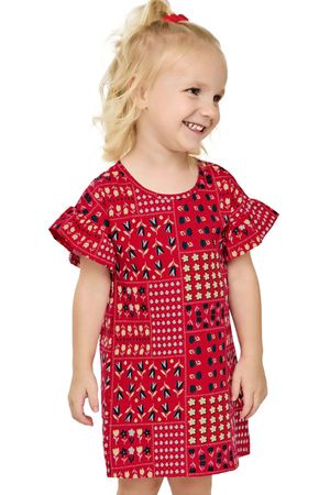 Vestido Infantil Menina Mix Floral Elian Vermelho