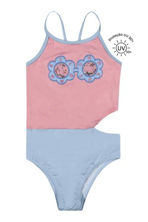 Maiô Infantil Menina Bordado Proteção UV Elian Rosa