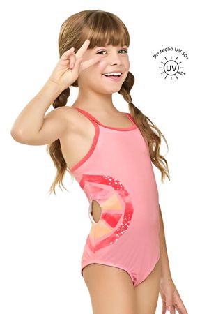 Maiô Infantil Menina Fruit Proteção UV Elian Rosa