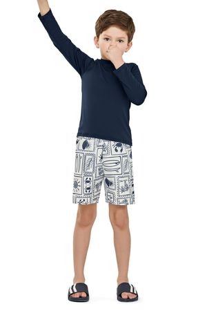 Blusa de Praia Infantil Unissex Proteção UV Elian Azul