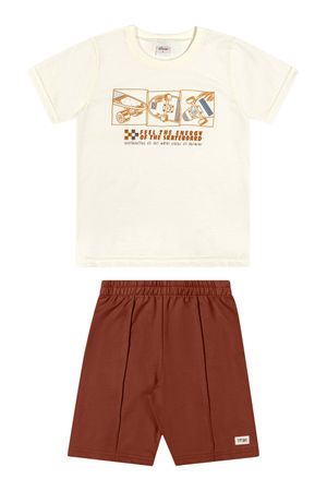 Conjunto Infantil Menino Texturizado Skate Elian Bege