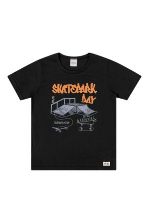 Camiseta Infantil Menino Estampa Skate Elian Preto