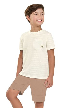 Conjunto Infantil Menino Malha Rajada Elian Bege